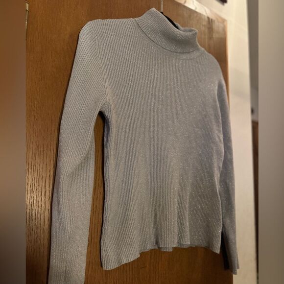 Worthington Vintage Sparkly Ribbed Long Sleeve Turtleneck Sweater Gray Large - Picture 3 of 12
